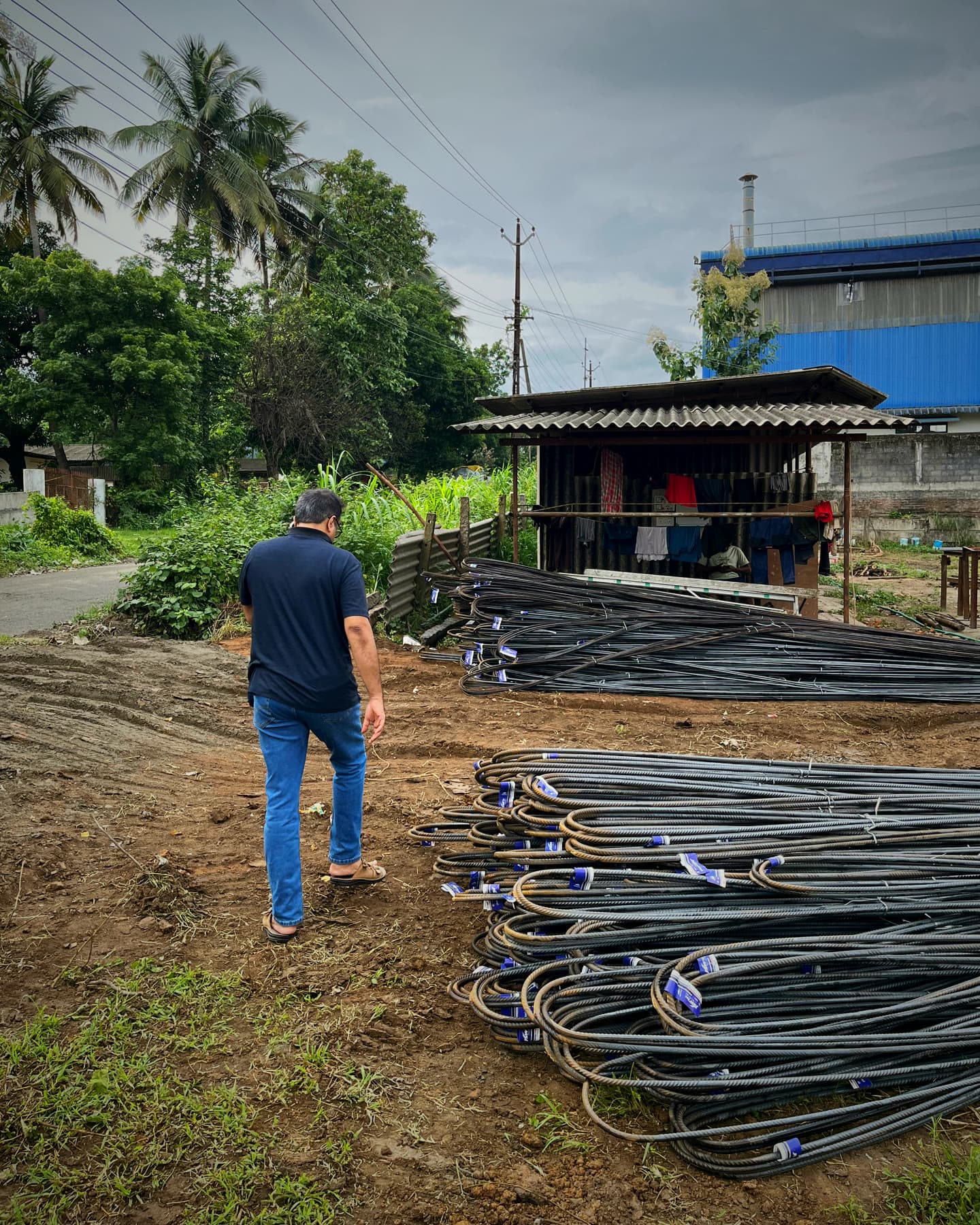 Checking the reinforcement steel delivered to site at Trinox HQ