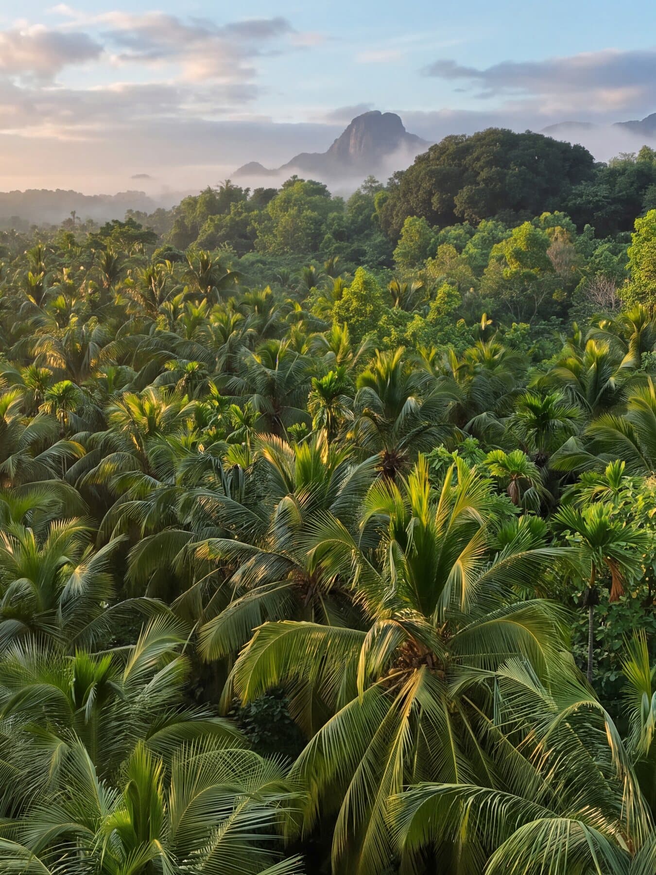 Sunrise over the palm canopy